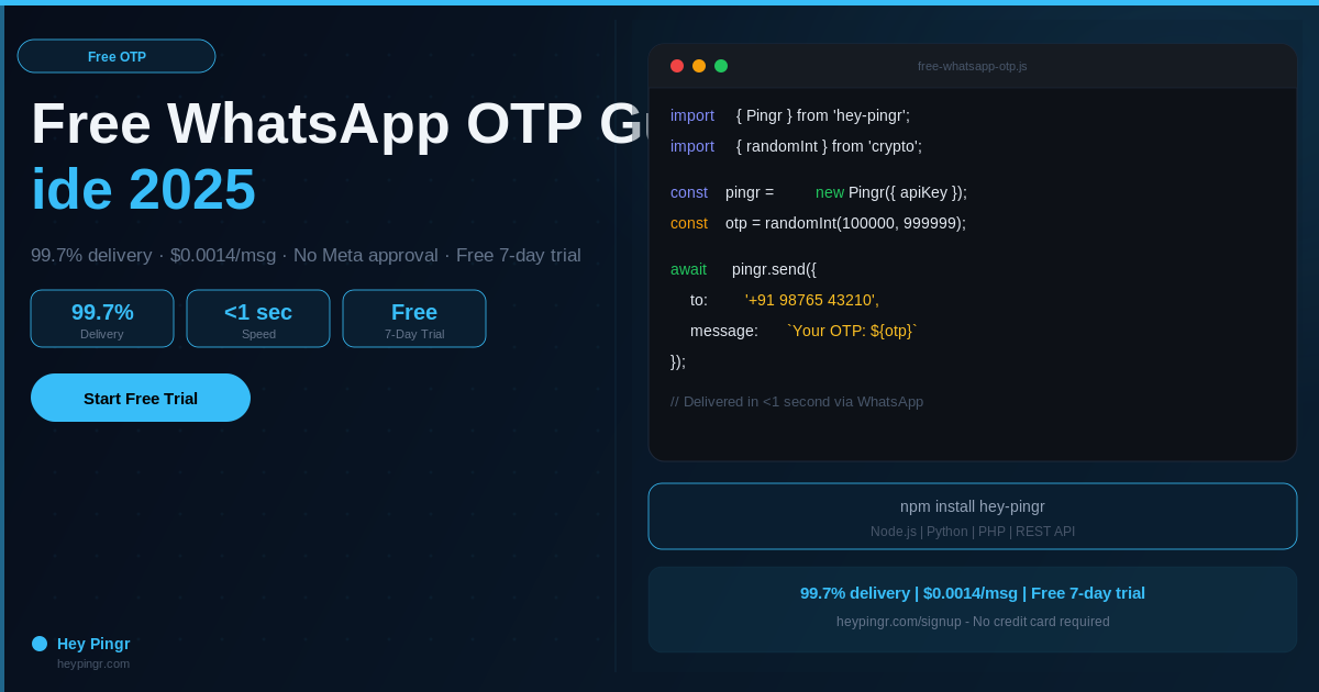 Free WhatsApp OTP — How to Send & Verify in 2025